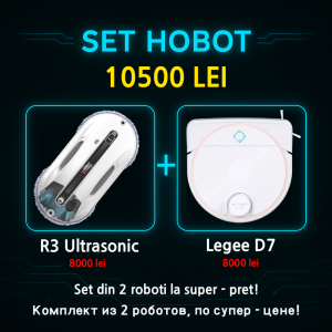 Ofertă specială în Moldova! Set HOBOT R3 Ultrasonic + Legee D7 la doar 10 500 lei. Robot pentru geamuri și robot mop performant într-un singur pachet. Livrare rapidă în Chișinău și Moldova!